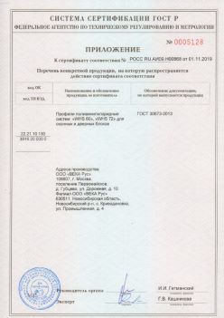 2019.11.01 Кострома - Приложение к сертификату профили поливинилхлоридные для оконных и дверных систем ВЕКА РУС. ГОСТ 30673-2013